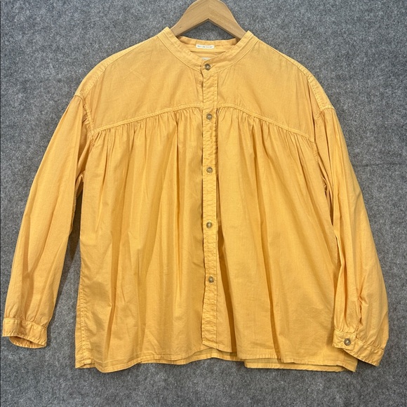 Mother Mustard Button-Up Blouse 100% Cotton Size Large - Picture 5 of 8